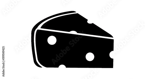 Vector illustration of vector icon of a wedge of swiss cheese with holes on a transparent background