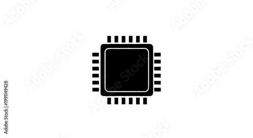Vector illustration of microchip icon, computer processor symbol, electronic component vector illustration on a transparent background