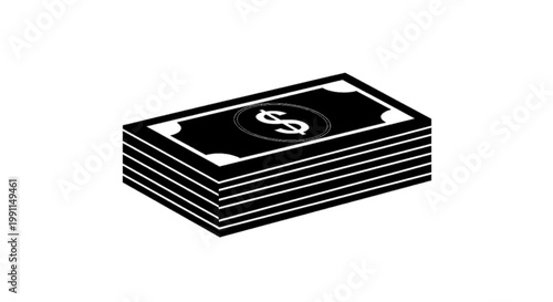 Vector illustration of stack of dollar bills icon, flat design of money bundle, financial concept on a transparent background