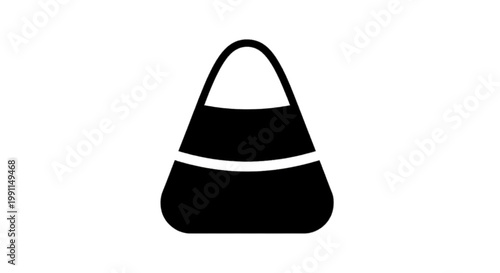 Vector illustration of candy corn icon, simple black and white vector illustration of a traditional halloween treat on a transparent background