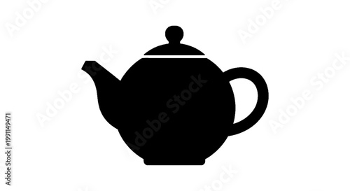 Vector illustration of black silhouette of a teapot on a transparent background