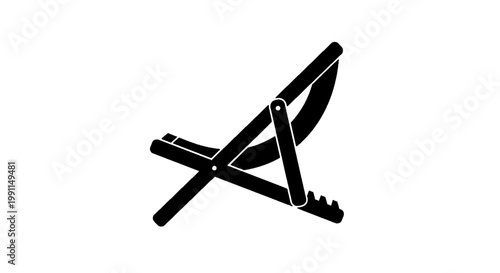 Vector illustration of black icon of a beach chair on a transparent background