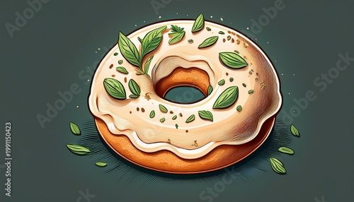 gourmet savory donut with cream and herbs ai generation