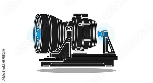 Jet Engine Turbine Vector Illustration on Mechanical Stand