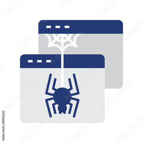 Blue, yellow, and gray crawling icon with flat style