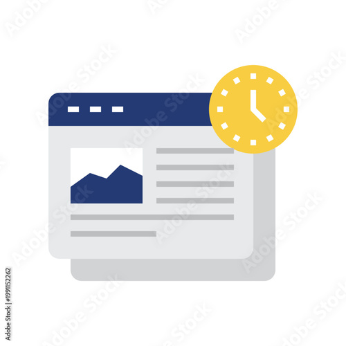 Bilde på lerret Blue, yellow, and gray dwell time icon with flat style