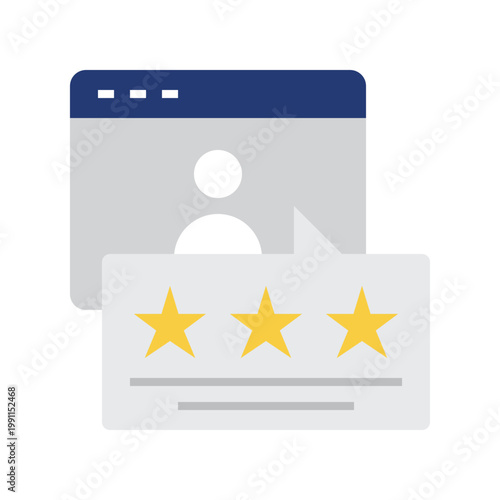 Blue, yellow, and gray online reputation icon with flat style