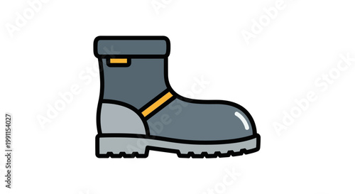 Industrial Safety Work Boot Icon - Flat Vector Illustration of Protective Footwear for Construction and Engineering