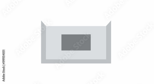 Minimalist White Rectangular Wall Light Fixture with Beveled Edges, Modern Architectural Recessed Design Element Isolated on White