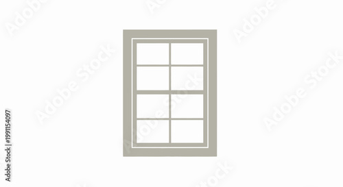 Minimalist Vector Illustration of a Classic Eight-Pane Window Frame isolated on White Background