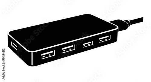 Black USB hub device.