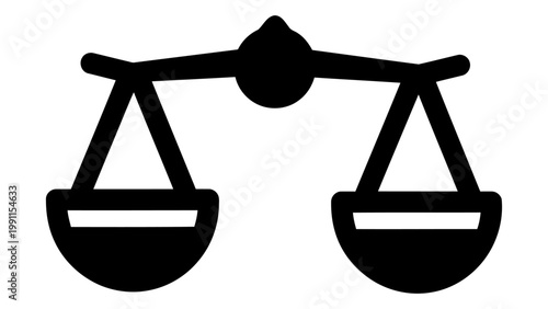 Balance scale icon, symbol of justice and equality, flat vector design for legal and judicial concepts, isolated on whit