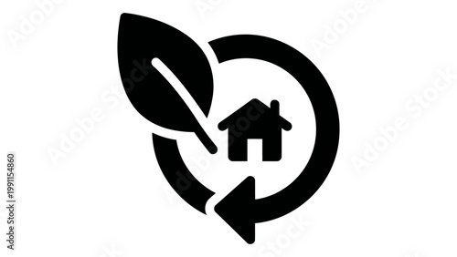 Eco friendly house icon, sustainable living and green energy concept, vector illustration isolated on white background