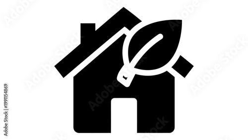 Eco friendly house icon, sustainable home symbol, green living concept, vector illustration isolated on white background