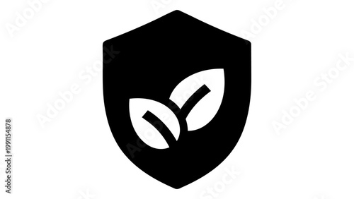 Eco shield icon, environmental protection symbol, green energy security sign, sustainable development concept, vector il