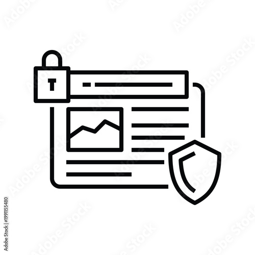Black Ssl Certificate Icon with line or outline style