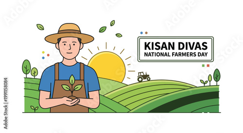 National Farmers Day Illustration – Kisan Divas Agriculture Celebration