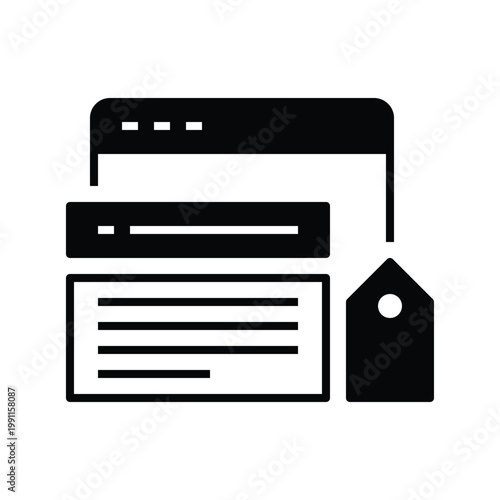 Black Meta Tags Icon with solid or glyph style