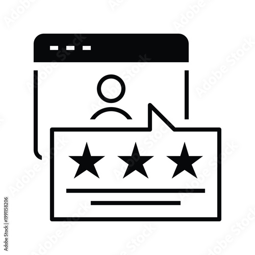 Black Online Reputation Icon with solid or glyph style