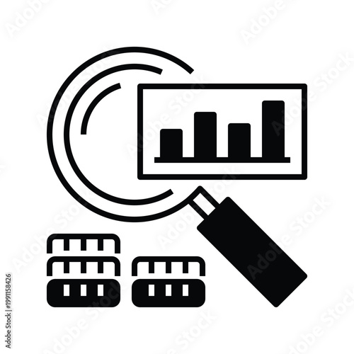 Black Search Engine Marketing Icon with solid or glyph style