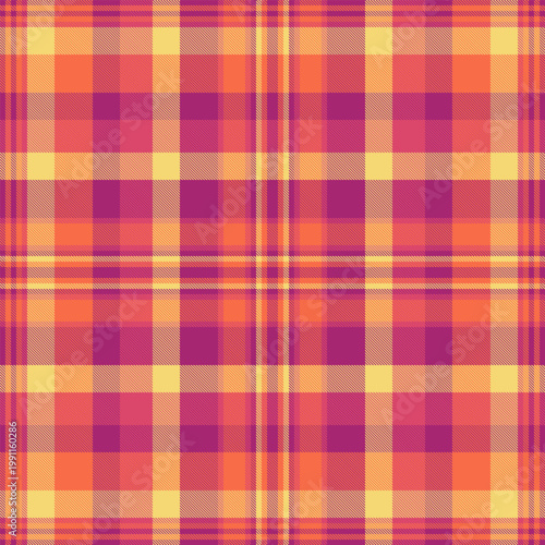 Decorative plaid artwork emphasizes rhythm and alignment. The approachable fabric imagery enhances branding materials.