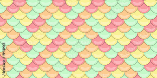 Pastel mermaid scales pattern.  Seamless design perfect for backgrounds, textiles, or whimsical branding.  Evokes a dreamy, feminine aesthetic. Ideal for childrens products, websites, or social media.