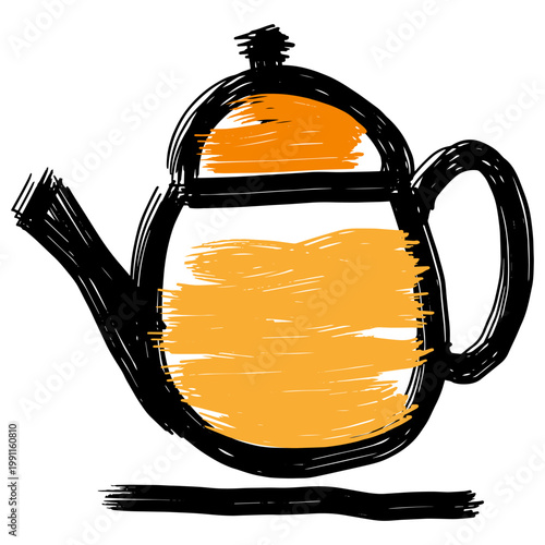 Teapot with paint brush strokes