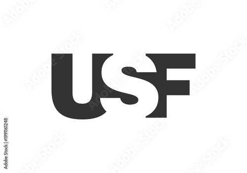 USF logo design. Initial letter U S F bold font style for tech startups, consulting, corporate branding. Creative company name, headlines typography identity, trendy logotype.