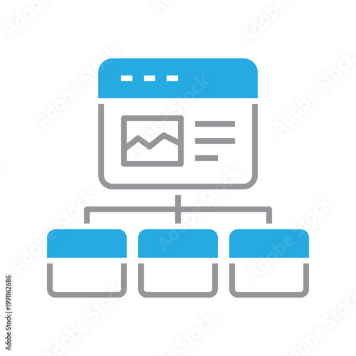 Blue and gray two tone site map icon