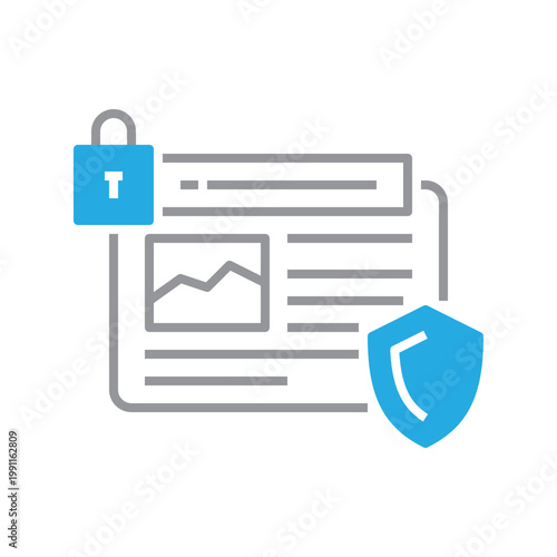 Blue and gray two tone ssl certificate icon