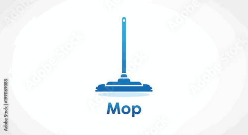 Blue Mop Icon on White Background for Cleaning and Hygiene.