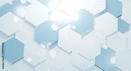 Abstract blue and white hexagonal pattern background