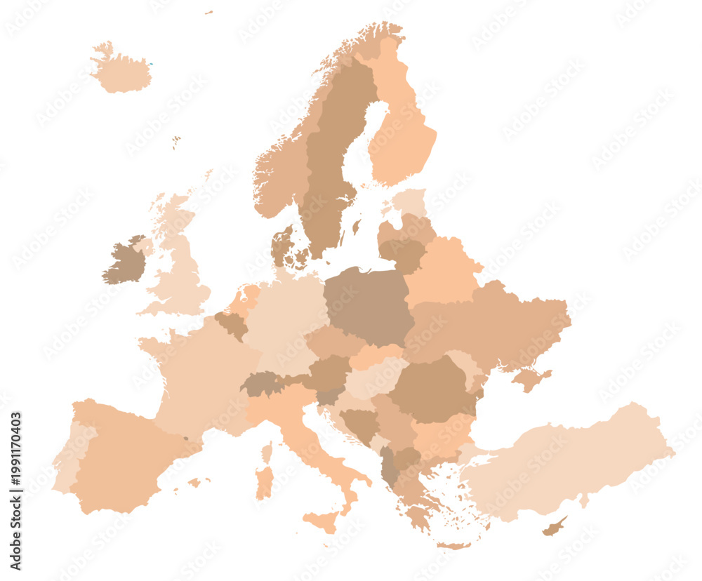 Obraz premium Map of Europe with countries borders