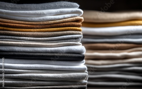 Stacked Folded Textiles in Varying Neutral Tones for Home Decor or Fashion