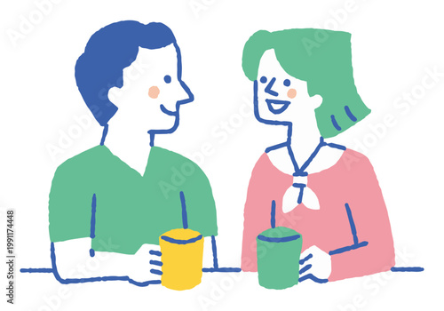 A man and a woman having a meeting at a cafe_Color