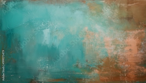 Abstract Vintage Grunge Texture Background With Pastel Turquoise And Warm Brown Tones Distressed Mottled Surface