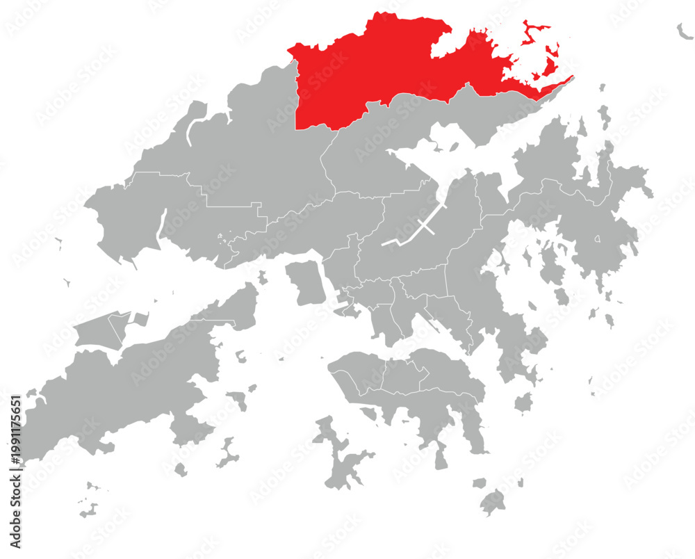 Obraz premium North District Highlighted on Hong Kong Map Vector Illustration