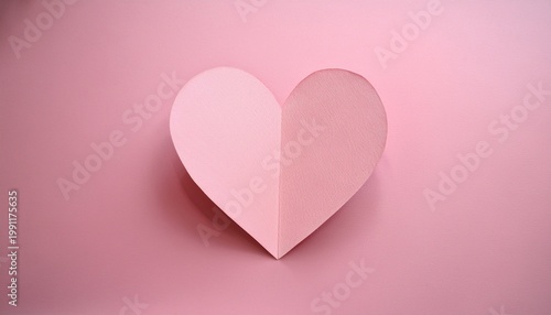 Paper Love Symbol In Soft Pastel Pink Minimal Background With Copy Space