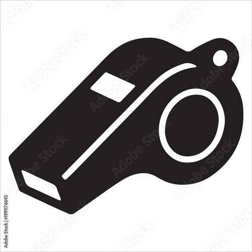 Referee Whistle Line Icon Vector, Sport Officiating and Game Control Symbol EPS 10
