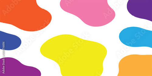  colorful organic liquid shapes in vibrant rainbow colors on a clean white surface for modern graphic design.