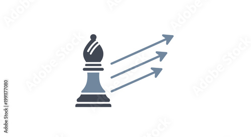 Black chess pawn with arrows moving.