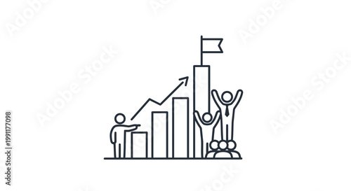 Business people celebrate success graph.
