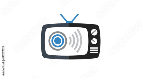 Retro Television Set with Antenna.