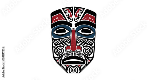 Tribal Mask Face Design Pattern Art.