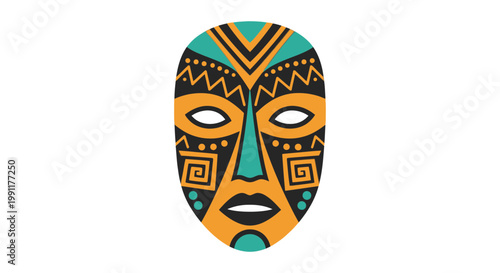 Vibrant Tribal Face Mask Design 3.