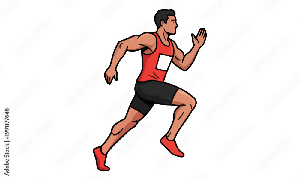 Obraz premium Male Athlete Sprinter Running in Red Tank Top Vector