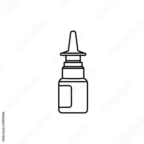 Nasal Spray Bottle Line Icon - Medical Medicine Spray for Allergy, Cold, and Flu Relief