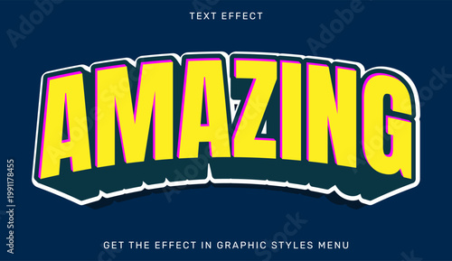 A vibrant and colorful text effect with the word AMAZING in a graphic design style