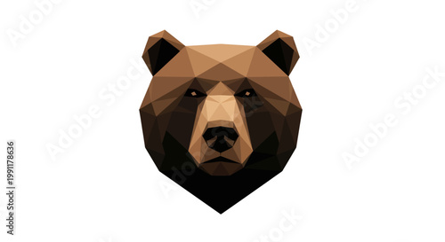 Geometric Low Poly Bear Head Graphic Design.