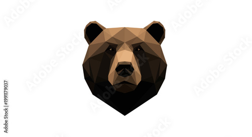 Low Poly Geometric Bear Head Illustration.